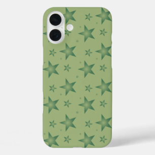 Elegante und stilvolle Olive Stars auf dem Sage Gr iPhone 16 Plus Hülle