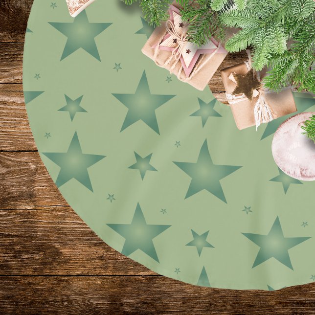 Elegante und stilvolle Olive Stars auf dem Sage Gr Polyester Weihnachtsbaumdecke (Von Creator hochgeladen)