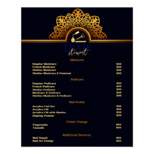 Elegante und stilvolle Preisliste für Nageldesign Poster
