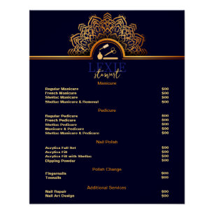 Elegante und stilvolle Preisliste für Nageldesign Poster