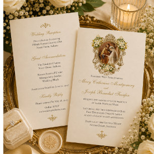 Elegante und traditionelle katholische Verlobungsh Einladung