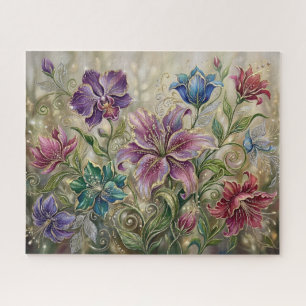 Elegante und verspielte Fantasy-Blüten Puzzle