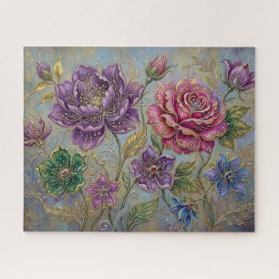 Elegante und verspielte Fantasy-Blüten Puzzle