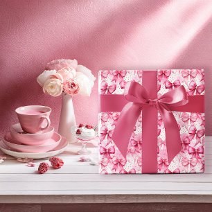 Elegante und verspielte rosa Coquette-Bögen Bänder Geschenkpapier