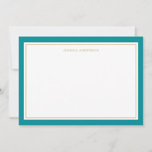 Elegante und weibliche Aquamarine Goldgrenze Perso Mitteilungskarte