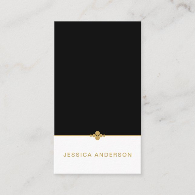 Elegante und weibliche Schwarz-Weiß-Golddividende Visitenkarte (Vorderseite)