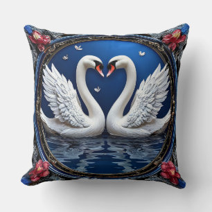 Elegante und zeitgenössische Hochzeitsschwäne Kissen