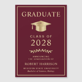 Elegante Uni Burgundy Gold Abschluss Magnetkarte