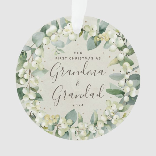 Elegante Unser erstes Weihnachten als Großeltern-F Ornament (Vorderseite)