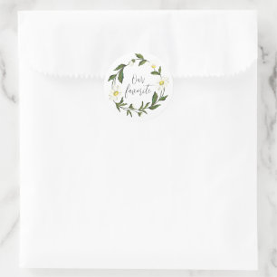 Elegante unsere Lieblings-White-Daisy-Blumenhochze Runder Aufkleber