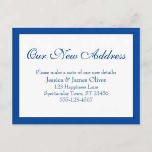 Elegante unsere neue Adresse Borderot Blue & White Postkarte