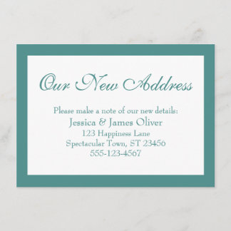 Elegante unsere neue Adresse grenzt an Aquamarine, Begleitkarte