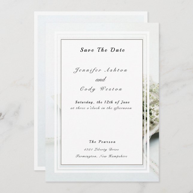 Elegante, unterdrückte Hochzeit rettet das Datum Save The Date (Vorne/Hinten)