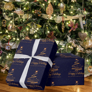 Elegante Unternehmens-Festtagsgrüße in Navyblau un Geschenkpapier