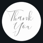 Elegante Unterschrift Hochzeit Vielen Dank Runder Aufkleber<br><div class="desc">Entworfen,  um mit unserer Signature Hochzeitskollektion zu koordinieren,  mit einem schönen Skript weiß danke Ihnen Nachricht in schicken weißen Schriften. Ideal für Umschlag Aufkleber und Gutes für Aufkleber. Entwickelt von Thisisnotme©</div>