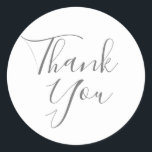 Elegante Unterschrift Hochzeit Vielen Dank Runder Aufkleber<br><div class="desc">Entworfen,  um mit unserer Signature Hochzeitskollektion zu koordinieren,  mit einem schönen Skript weiß danke Ihnen Nachricht in schicken weißen Schriften. Ideal für Umschlag Aufkleber und Gutes für Aufkleber. Entwickelt von Thisisnotme©</div>