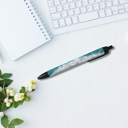 Elegante Unterschrift Schrift Aqua Blau Grüne Stra Kugelschreiber