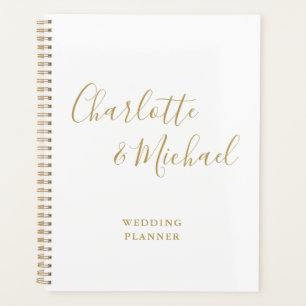 Elegante Unterschrift Schrift Gold Hochzeit Planer