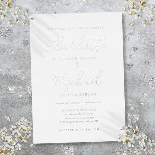 Elegante Unterschrift-Schrift Hochzeit Silber Folieneinladung