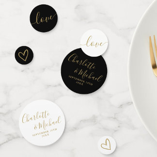 Elegante Unterschrift Schrift Schwarz und Gold Hoc Konfetti