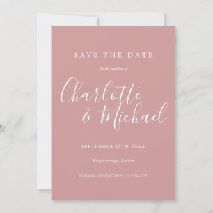 Elegante Unterschrift Schriftart Dusty Rose Hochze Save The Date