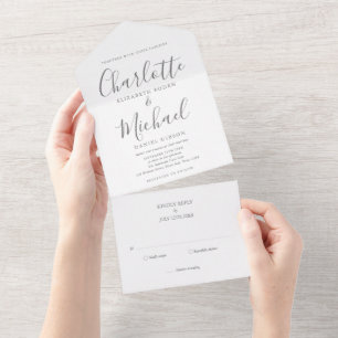 Elegante Unterschrift Script Hochzeit Alles in Ein All In One Einladung