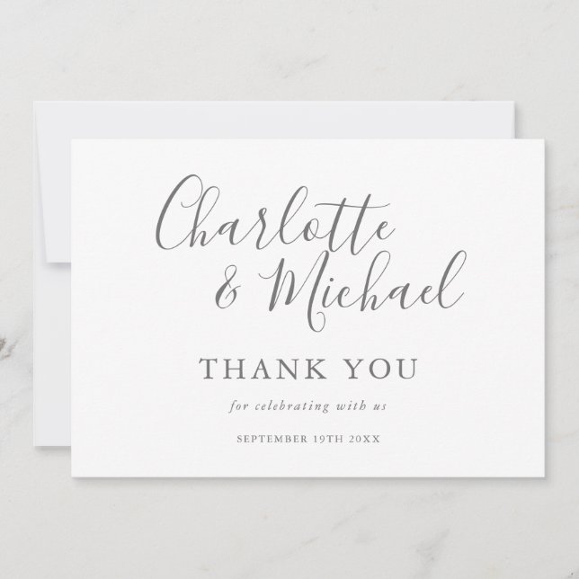 Elegante Unterschrift-Script Hochzeit Danke (Vorderseite)
