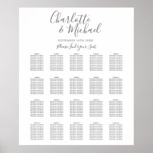 Elegante Unterschriften-Hochzeitssitzordnung Poster