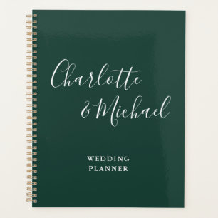 Elegante Unterschriftenskript Smaragdgrüne Hochzei Planer