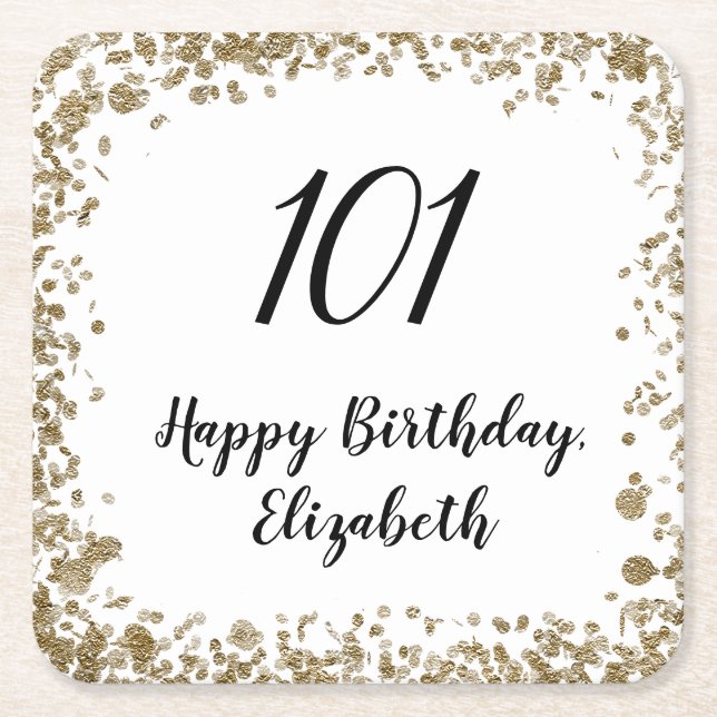Elegante Untersetzer zum 101. Geburtstag mit golde (Vorderseite)