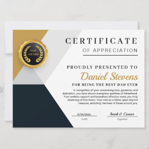 Elegante Urkunde zum Vatertag Karte