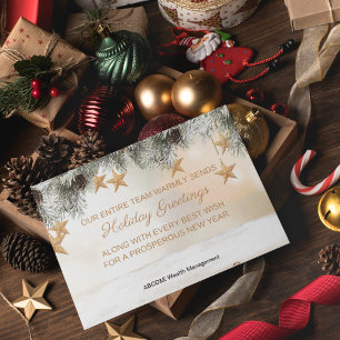 Elegante Urlaubswünsche mit Pine und Star Accents Feiertagskarte