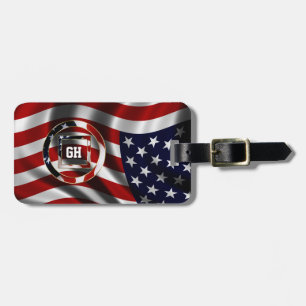 Elegante USA Flag Hintergrund und Shape Monogram Gepäckanhänger