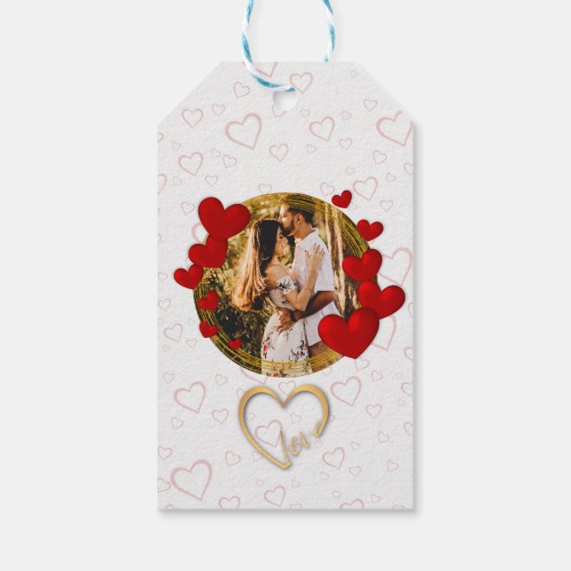 Elegante Valentine, Liebe, Jubiläum Rotes Herz Geschenkanhänger (Rückseite)