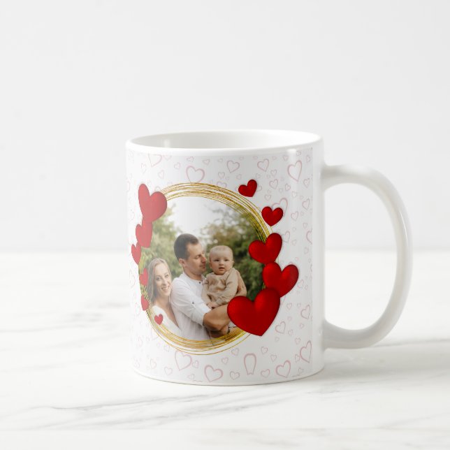 Elegante Valentine, Liebe, Jubiläum Rotes Herz Kaffeetasse (Rechts)