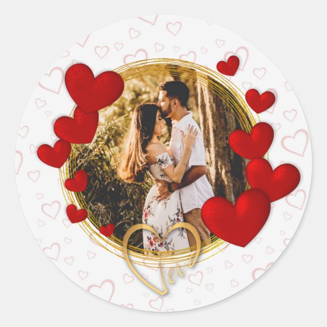 Elegante Valentine, Liebe, Jubiläum Rotes Herz Runder Aufkleber (Vorderseite)