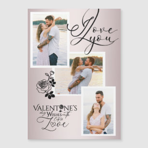 Elegante Valentinstag-Fotocollage Magnetkarte
