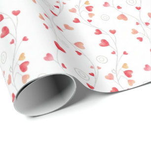 Elegante Valentinstag-Herzen und -Schwünge Rosa&Ro Geschenkpapier
