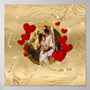 Elegante Valentinstage, Liebe, Jahrestag Rote Herz Poster