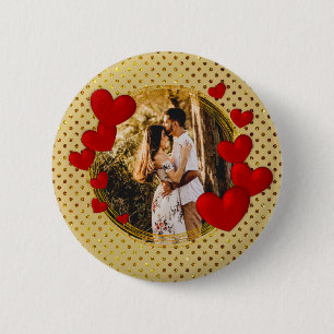 Elegante Valentinstage, Liebe, Jahrestag Rotes Her Button