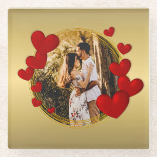 Elegante Valentinstage, Liebe, Jahrestag Rotes Her Glasuntersetzer