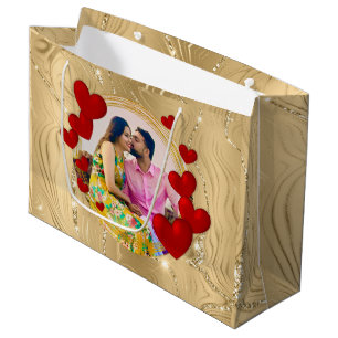 Elegante Valentinstage, Liebe, Jahrestag Rotes Her Große Geschenktüte