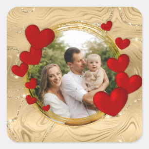 Elegante Valentinstage, Liebe, Jahrestag Rotes Her Quadratischer Aufkleber