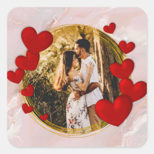 Elegante Valentinstage, Liebe, Jahrestag Rotes Her Quadratischer Aufkleber
