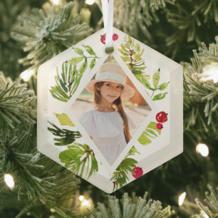 Elegante Vegetation Botanisches Foto Ornament Aus Glas