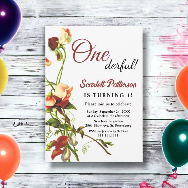 Elegante Vegetation Rustikale Rose Florenz 1. Gebu Einladung (Von Creator hochgeladen)