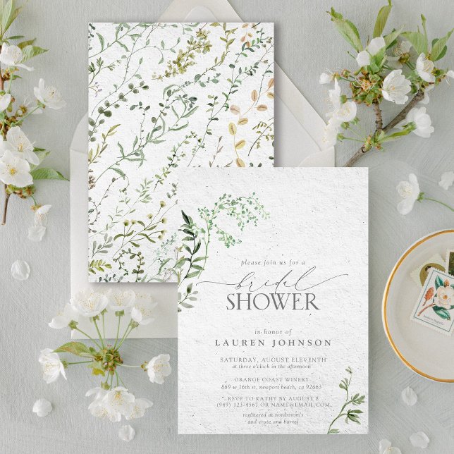 Elegante Vegetation Watercolor Bridal Showe Einladung (Bridal Shower Invitation!)