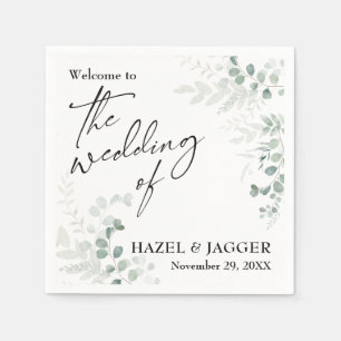 Elegante Vegetation Willkommen bei der Hochzeit vo Serviette