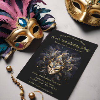 Elegante Venezianisch Mask Mardi Gras Einladung