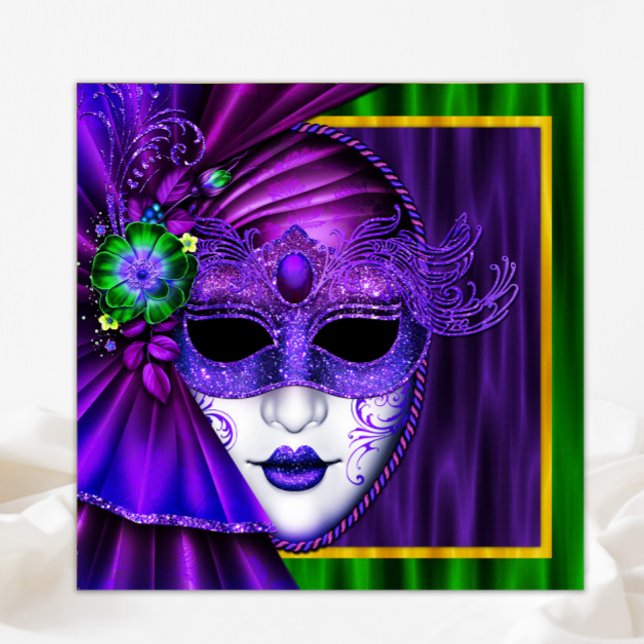 Elegante Venezianisch Mask Mardi Gras Wedding Einladung (Von Creator hochgeladen)
